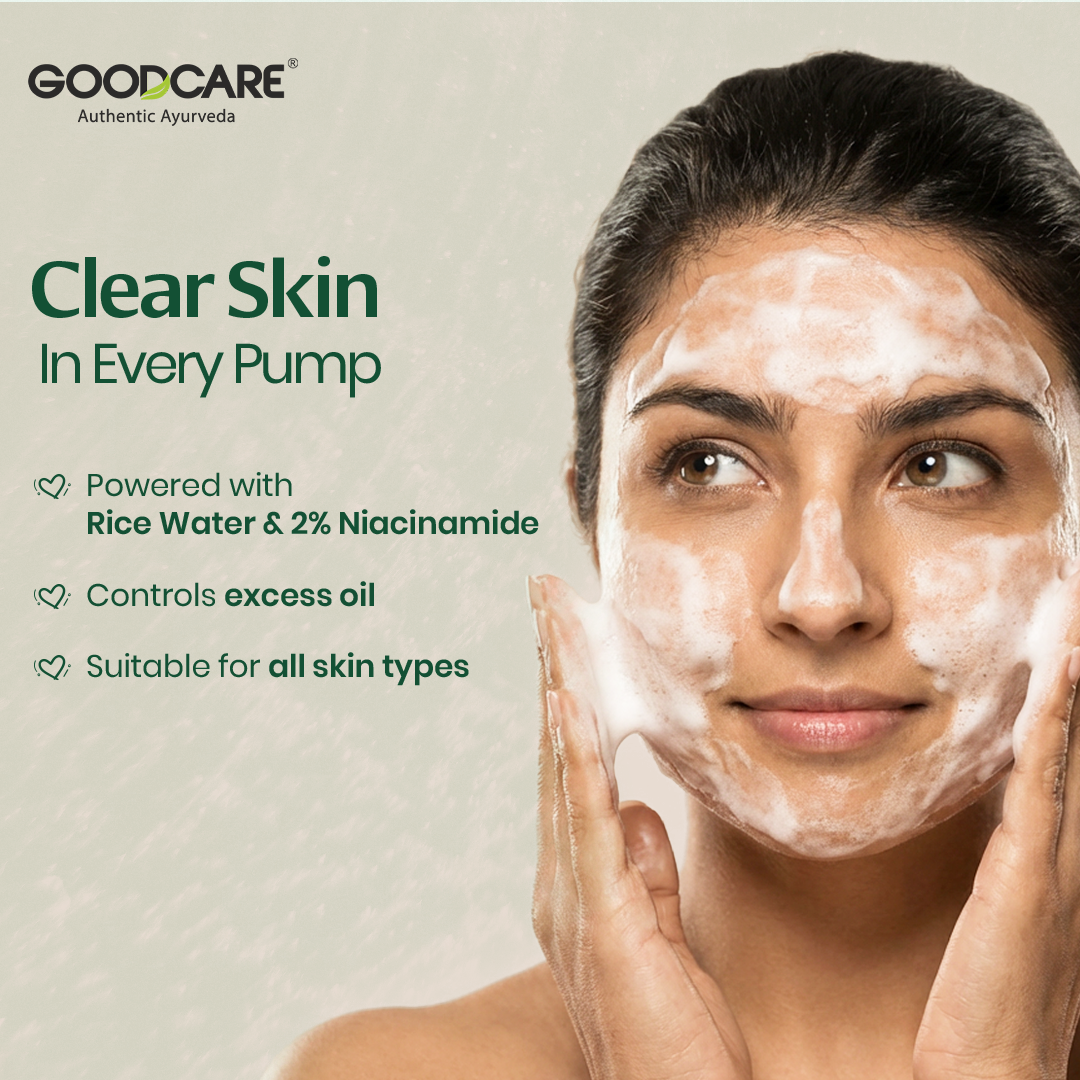 Goodcare Rice Water Foaming Face Wash 150 ml | With Niacinamide 2% & Cucumber | Gentle Barrier Repair Cleanser | SLS & Paraben Free