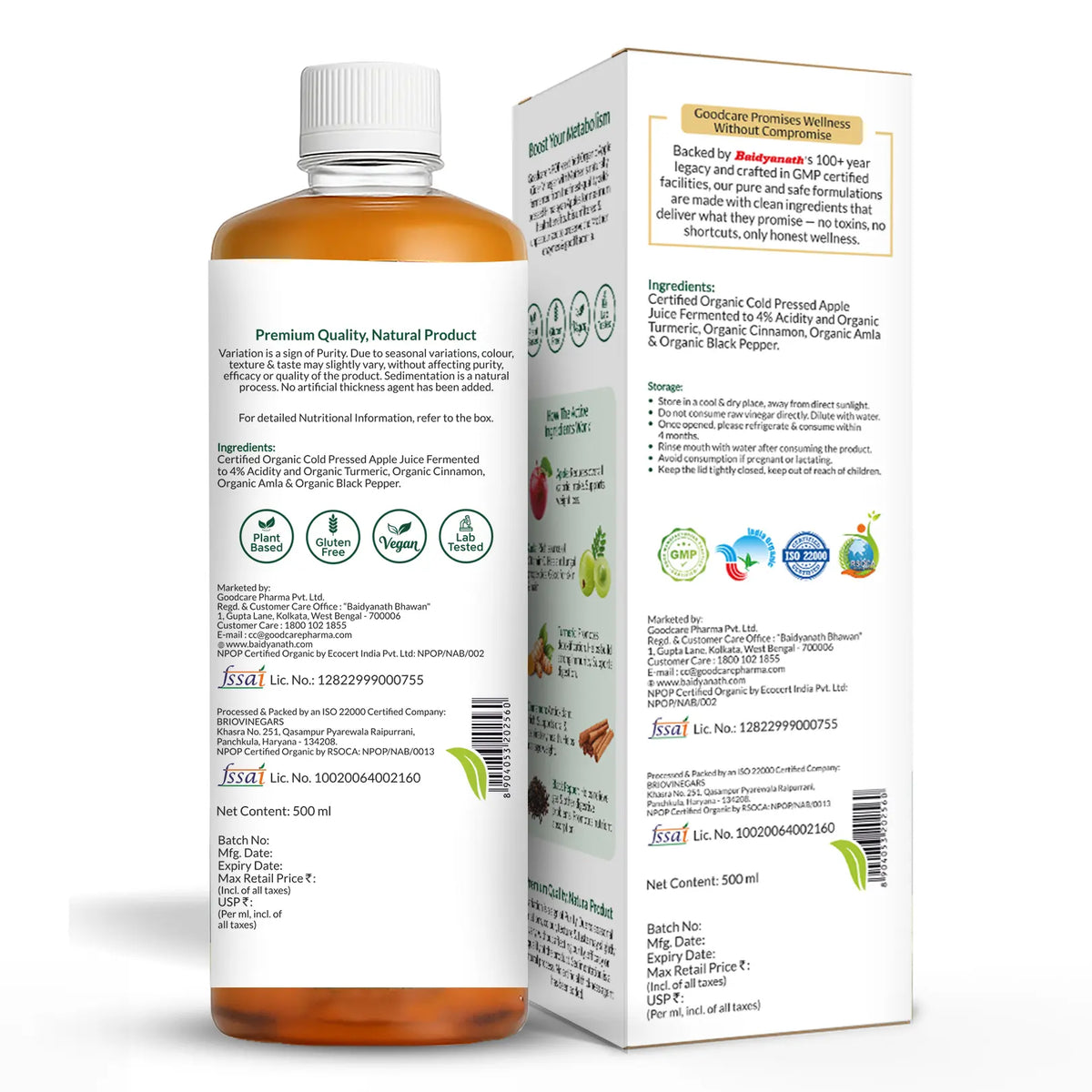 Goodcare Organic Apple Cider Vinegar- 500 ML