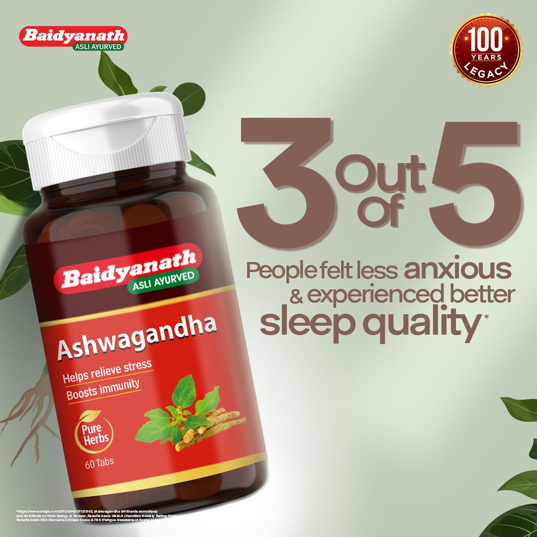 Baidyanath Ashwagandha - 60 Tablet For Everyday Stress and Fatigue