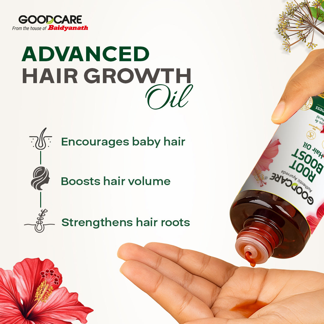 Goodcare Root Boost Hair Oil – With Hibiscus & Bhringraj Strengthens Roots, Nourishes Scalp & Promotes Healthy Hair Growth - 100 ml