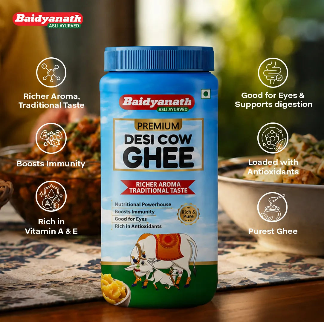 Baidyanath Premium Desi Cow Ghee – Pure Traditional Ghee for Energy, Immunity & Ayurvedic Wellness - 900ml