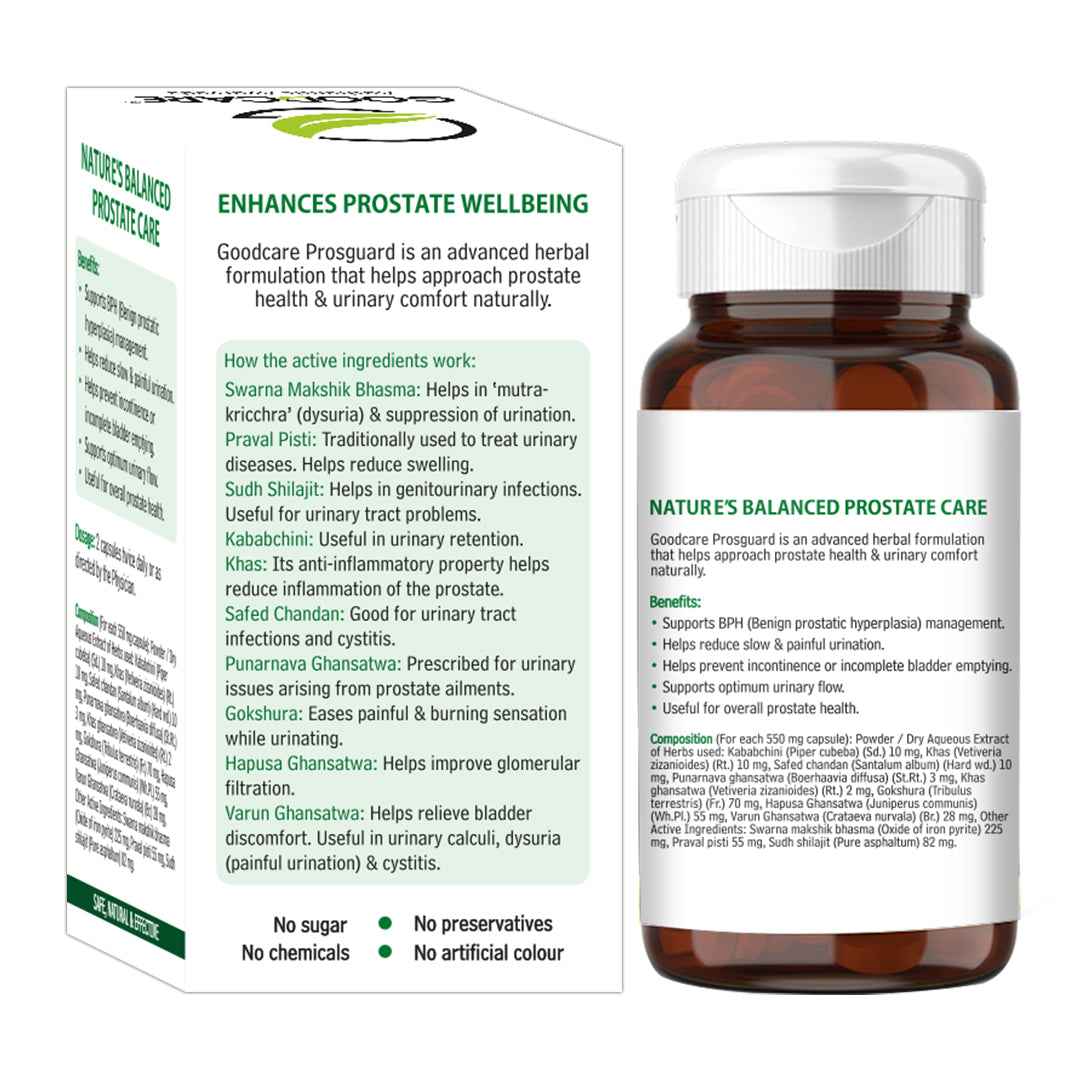 Goodcare Prosguard 60 Capsules 11 active Ayurvedic Ingredients For Healthy Prostate Health