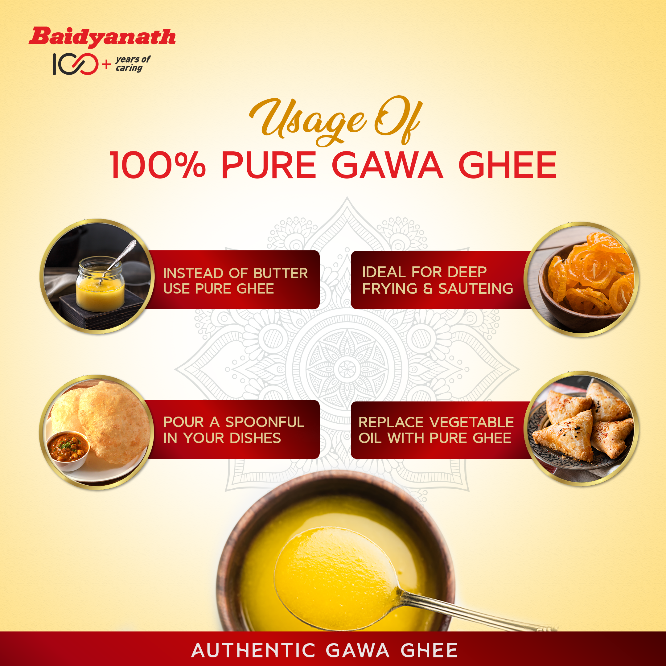 Baidyanath Premium Bengali Cow Ghee – Rich Aroma, Grainy Texture & Immunity Boosting - 450ml