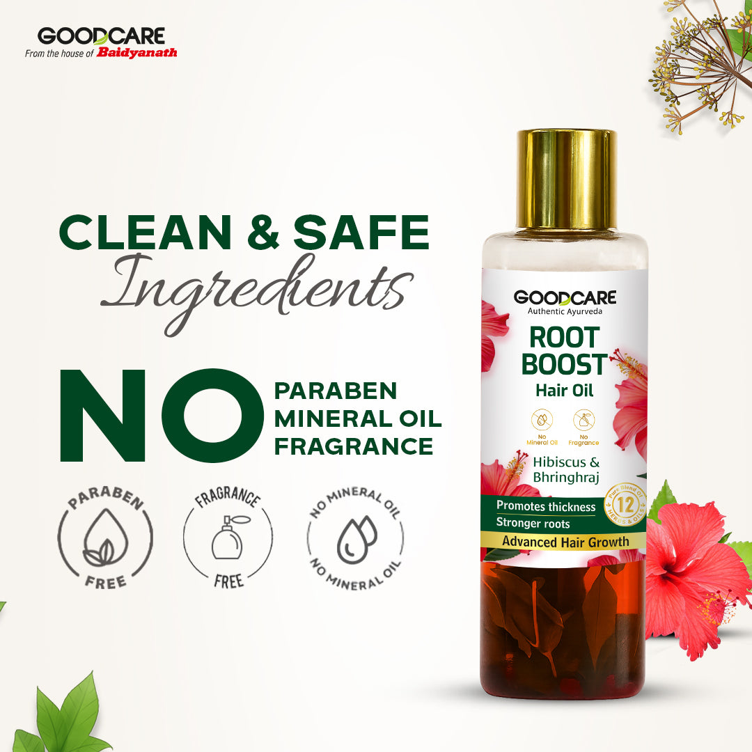 Goodcare Root Boost Hair Oil – With Hibiscus & Bhringraj Strengthens Roots, Nourishes Scalp & Promotes Healthy Hair Growth - 100 ml