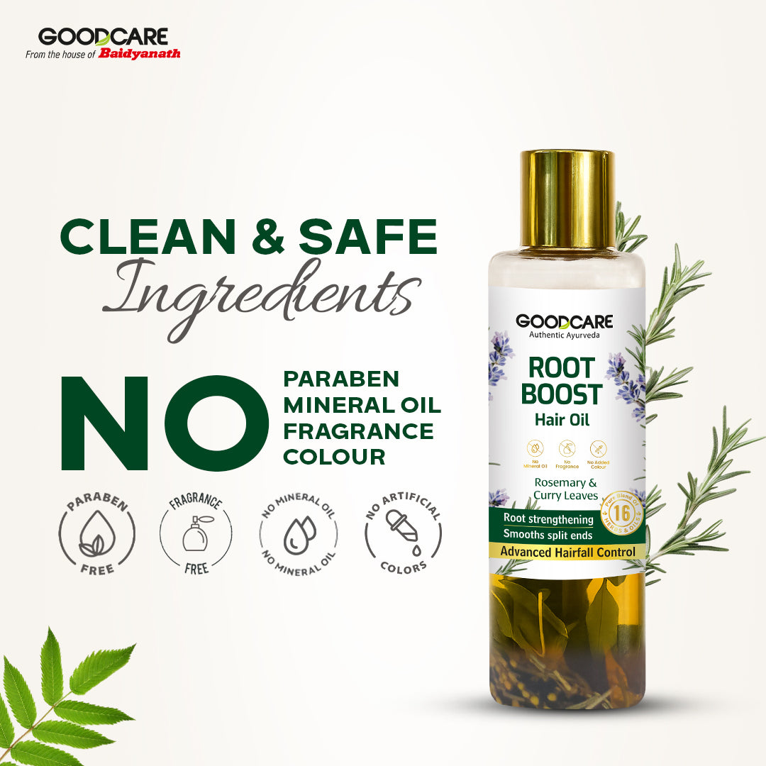 Goodcare Root Boost Hair Oil – Enriched with Rosemary & Curry Leaves, Strengthens Roots, Reduces Hair Fall & Promotes Healthy Growth - 100 ml