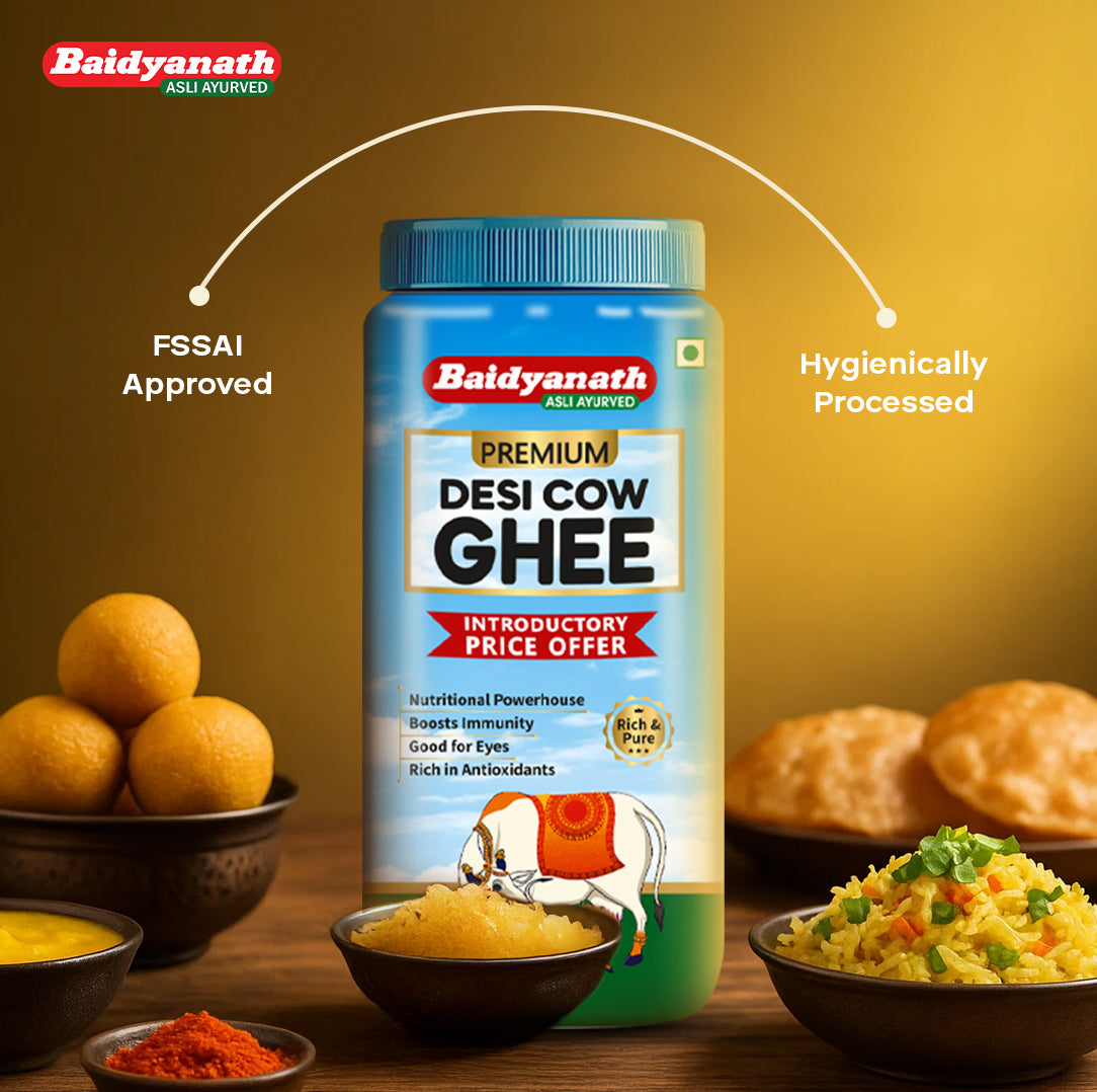 Baidyanath Premium Desi Cow Ghee – Pure Traditional Ghee for Energy, Immunity & Ayurvedic Wellness - 900ml