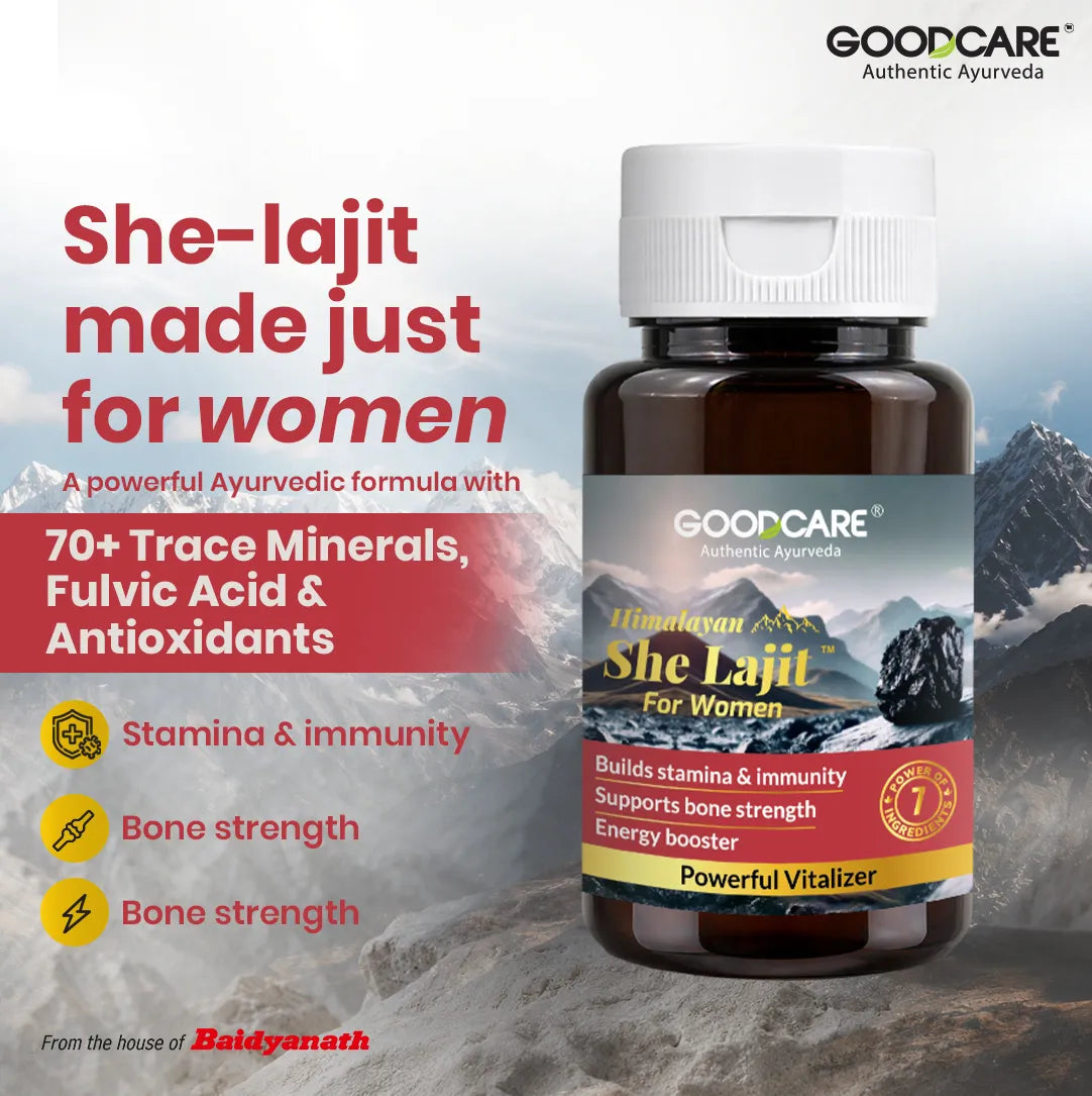 Goodcare Himalayan She Lajit 655mg 60 Capsules for Women | With Ashwagandha, Shatavari, Ashoka, Lodhra & Manjistha | Women Wellness, Energy & Vitality Support
