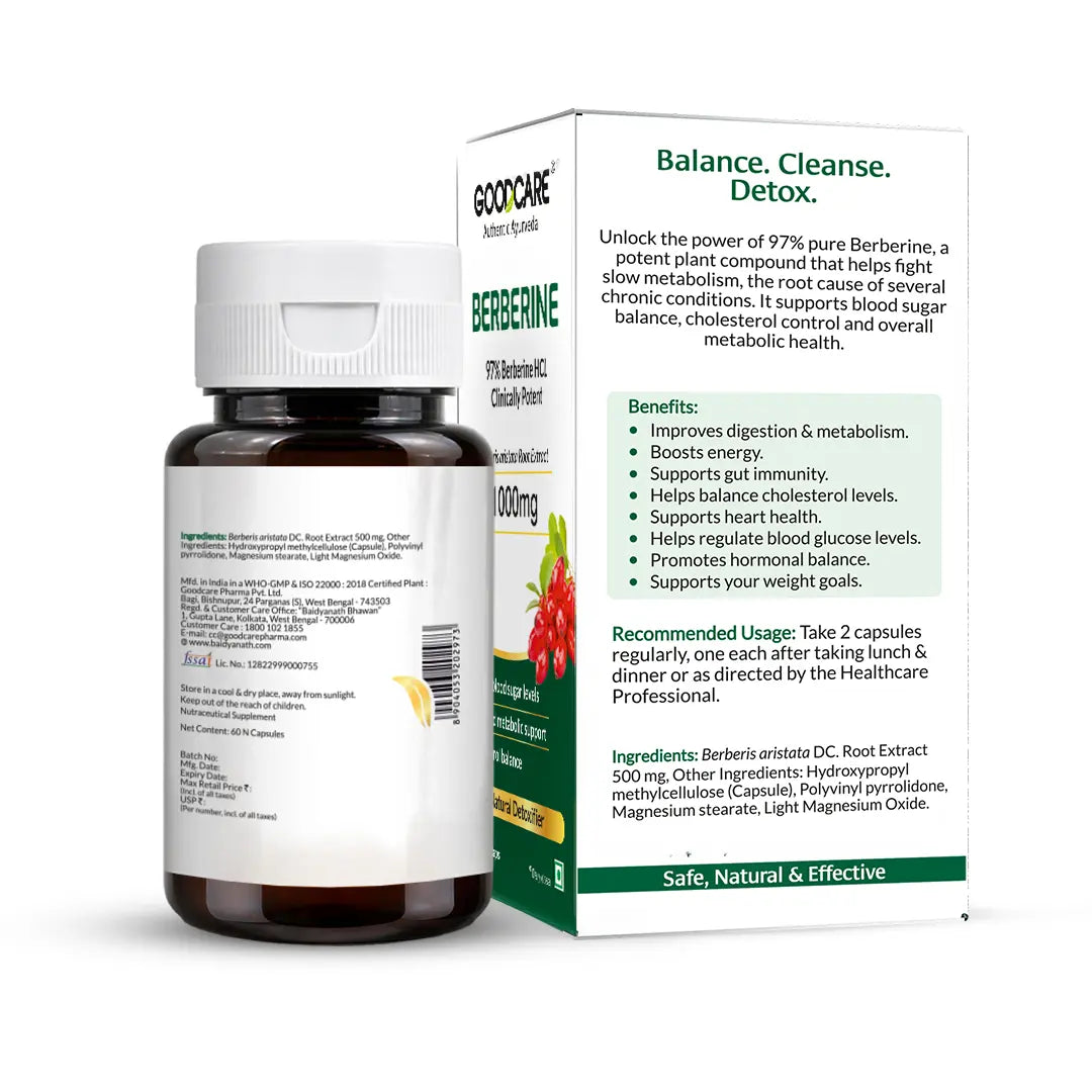 Goodcare Berberine 60 Capsules – Natural Support for Blood Sugar, Cholesterol & Metabolic Health