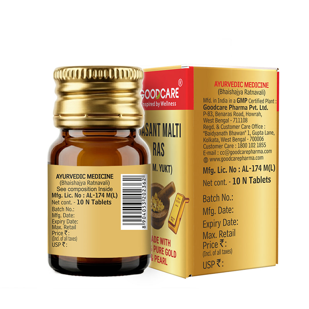 Goodcare Basant Malti Ras | (With Gold & Pearl)-10 Tab