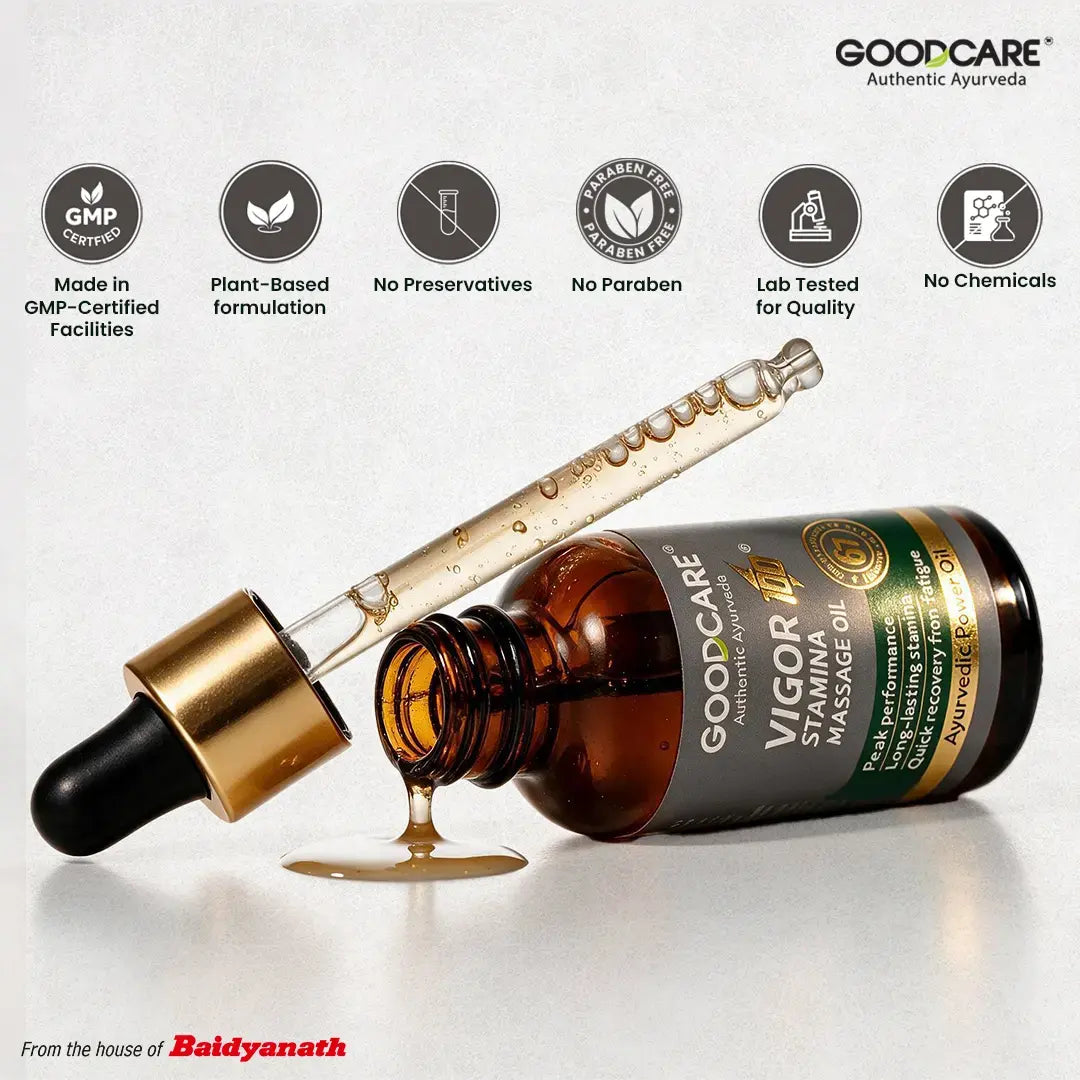 Goodcare Vigor-100 Stamina Massage Oil – Boost Energy, Vitality & Performance - 30 ml