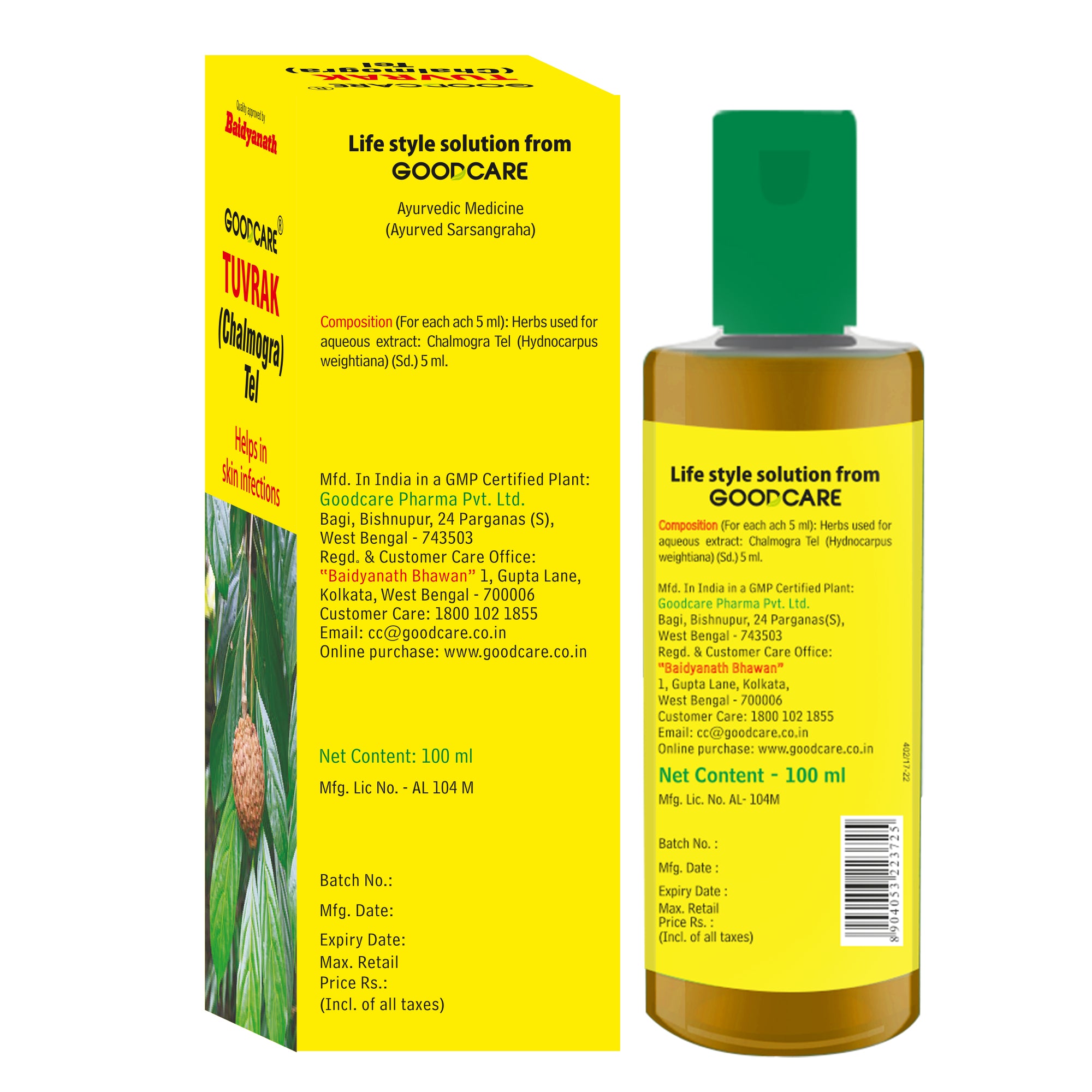 Goodcare Tuvrak Oil (Chalmogra Tel) 100 ML