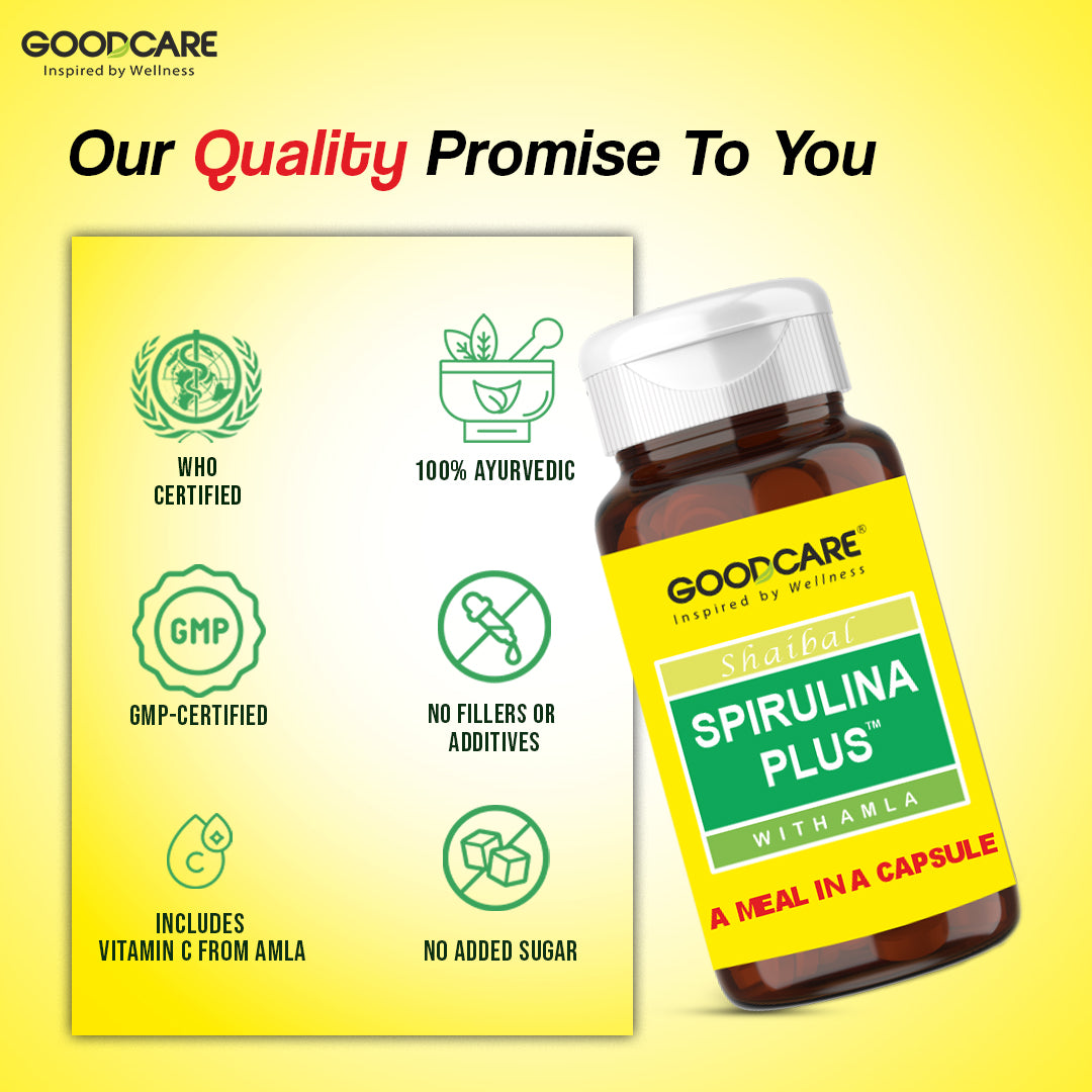 GOODCARE Spirulina Plus - Superfood for men & women | For Weight Management, Immune Support and Optimal Health - 60 Capsules