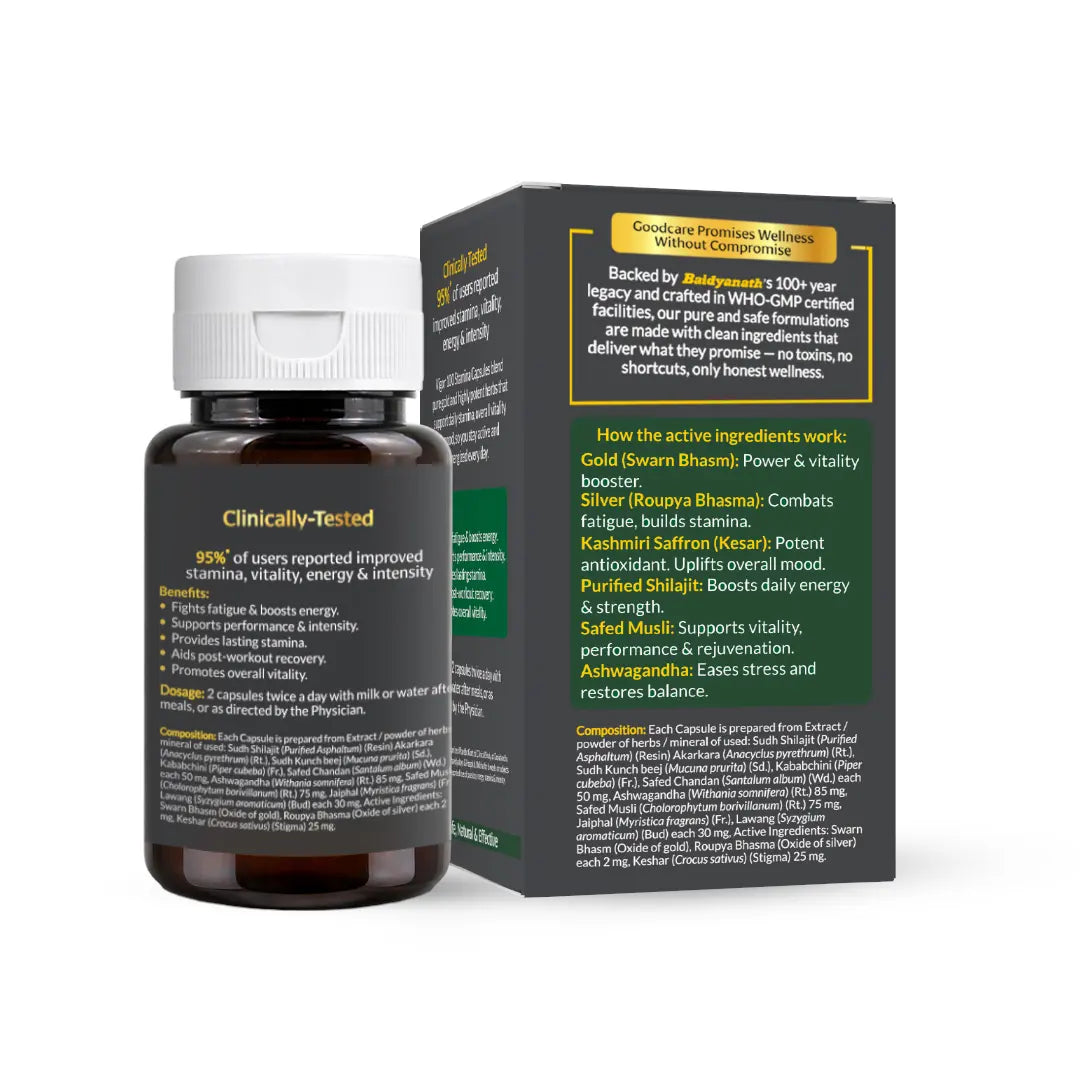 Goodcare Vigor 100 Stamina Capsule For Vitality & Energy - 30 Capsules