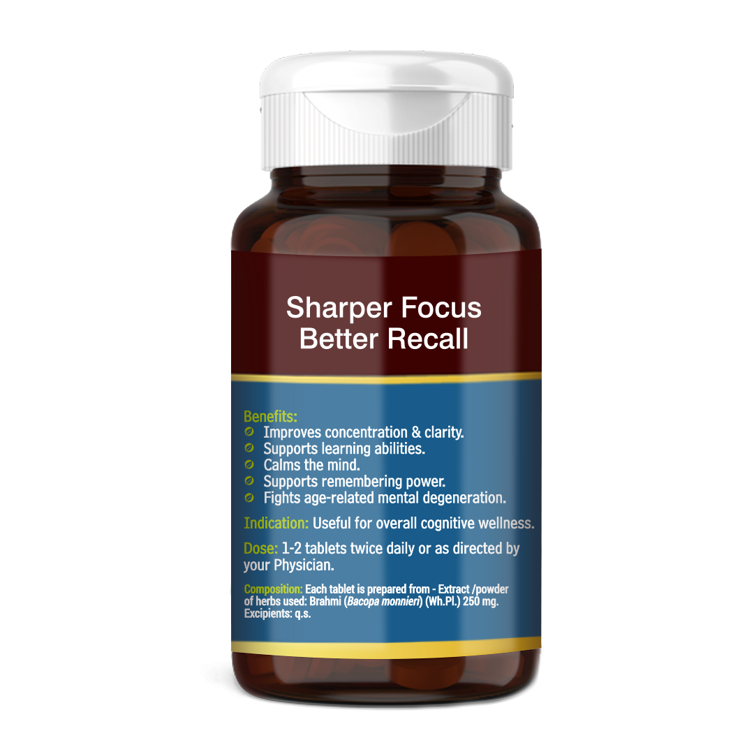 Baidyanath Brahmi 60 Tablets – Ayurvedic Brain Tonic for Focus & Memory - Baidyanath