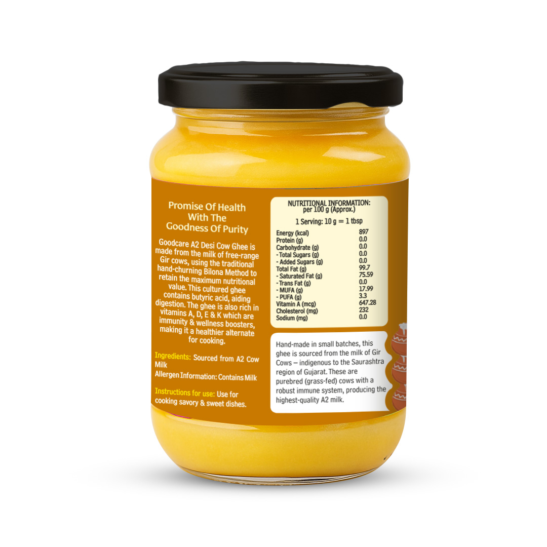 Goodcare A2 Desi Cow Ghee – 500gm Pure Bilona Ghee from Gir Cows