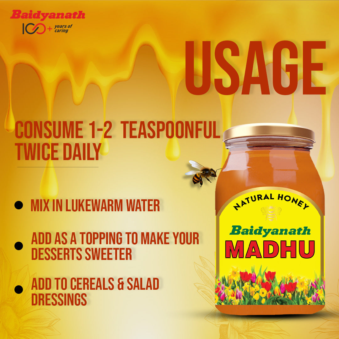 Baidyanath Madhu – Raw, Natural Honey with No Added Sugar - 500ml