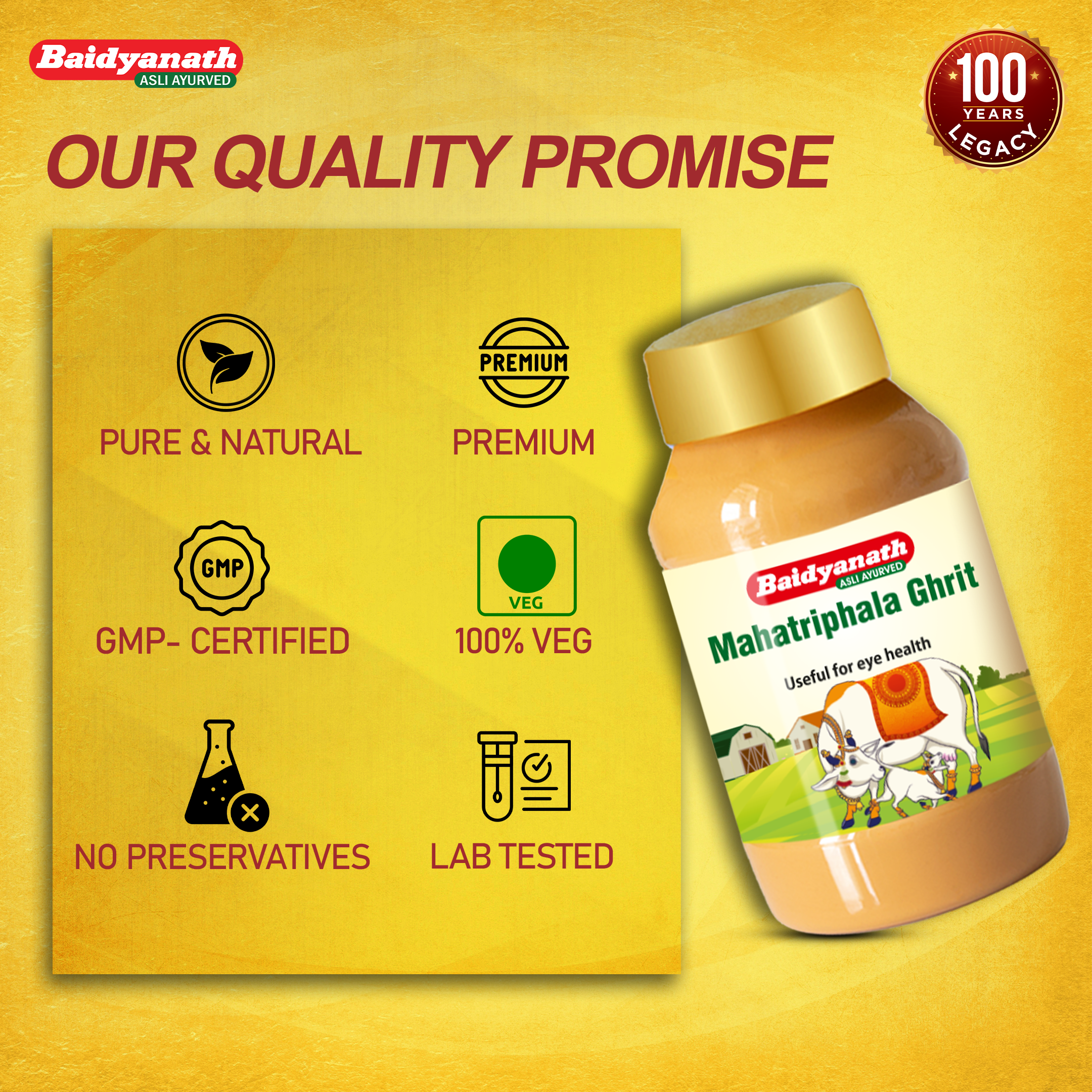 Baidyanath Mahatriphala Ghrita- For Healthy Eye - 100ml