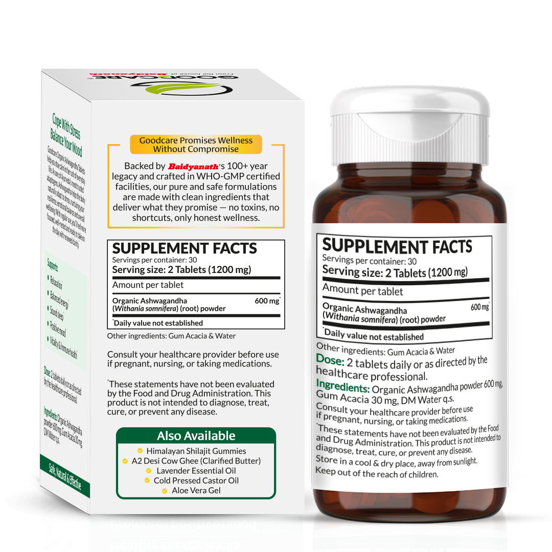 Goodcare Organic Ashwagandha 60 Tablets – Stress Relief, Energy & Wellness Support
