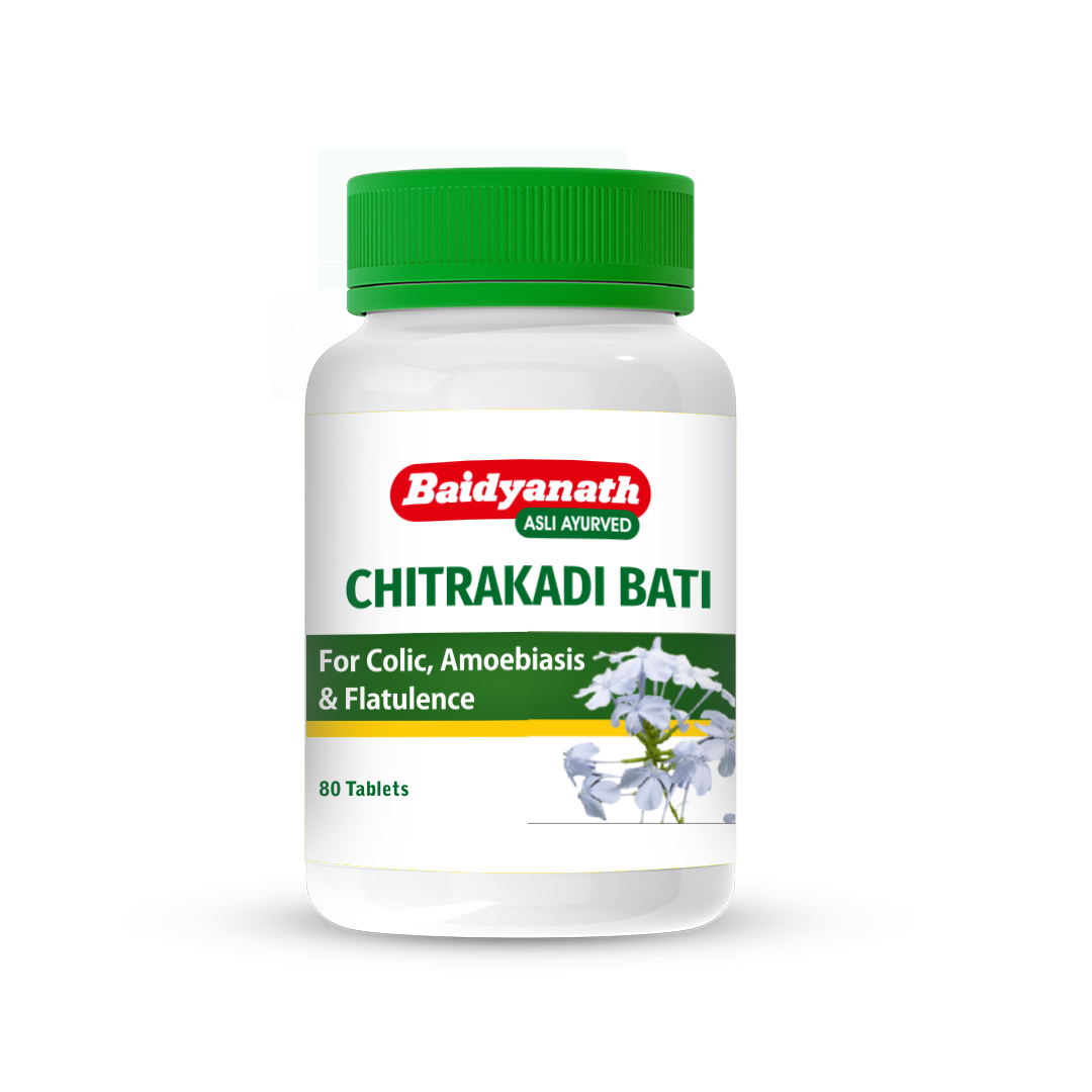Baidyanath Chitrakadi Bati – Ayurvedic Digestive Tonic Helps Relieve Gas, Acidity & Indigestion - 80 Tablets