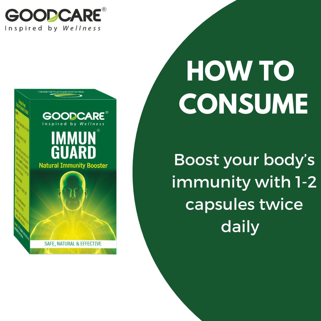 GOODCARE Immun Guard Capsules - Natural Immunity Booster with Amla, Giloy and Ashwagandha | Boosts Immune System & fights fatigue - 60 Capsules