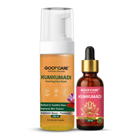 Kumkumadi Glow Combo – Kumkumadi Oil 30ml + Foaming Face Wash 150ml Ayurvedic Brightening Skincare Set