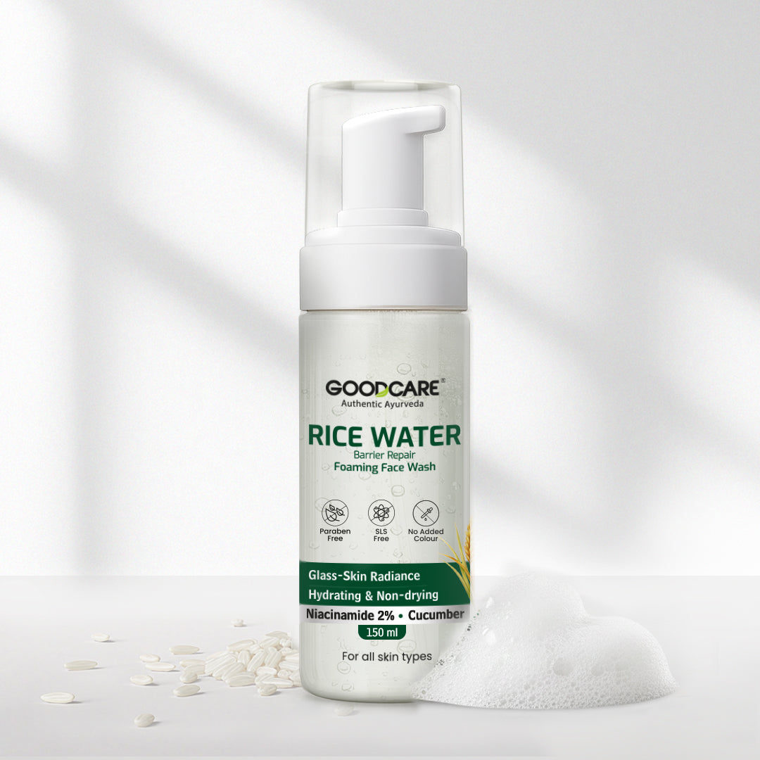 Goodcare Rice Water Foaming Face Wash 150 ml | With Niacinamide 2% & Cucumber | Gentle Barrier Repair Cleanser | SLS & Paraben Free