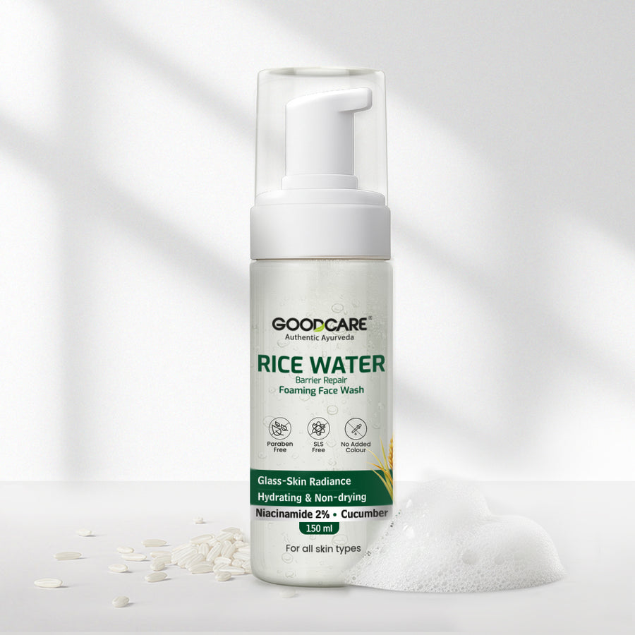 Goodcare Rice Water Foaming Face Wash 150 ml | With Niacinamide 2% & Cucumber | Gentle Barrier Repair Cleanser | SLS & Paraben Free - Baidyanath