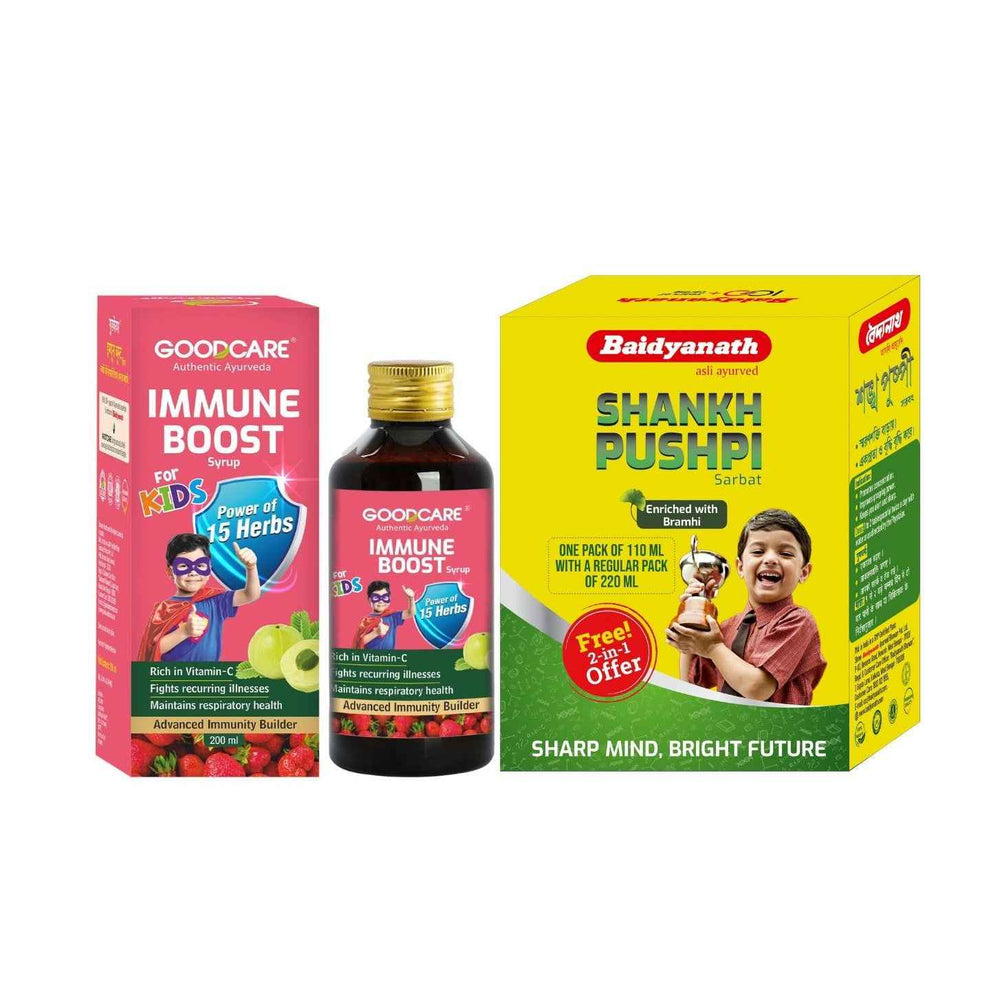 Kids Immunity Combo Of Immun Boost Syrup & Shankhapushpi Tonic - Baidyanath