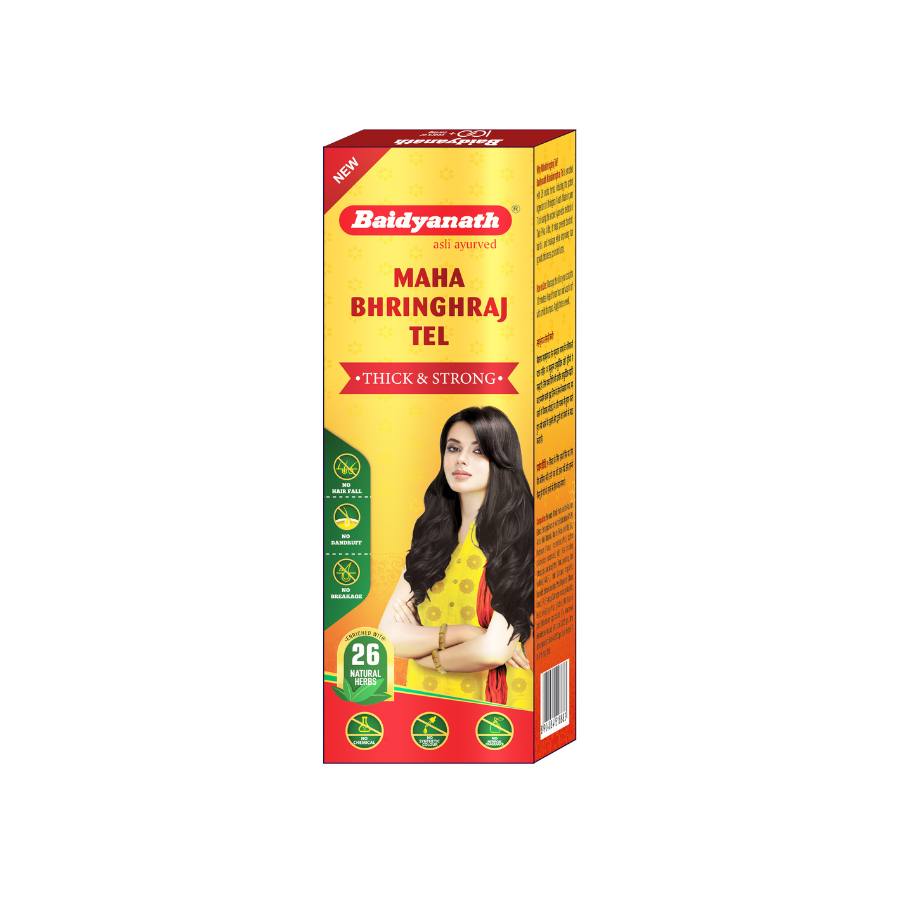 Baidyanath Mahabhringraj Oil (MED) - Ayurvedic Hair Oil With No Added Chemicals Or Fragrance