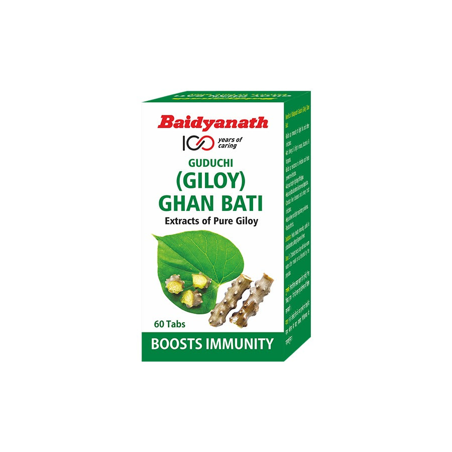 Guduchi (Giloy) Ghan Bati - 60 Tablets | Boosts Immunity | Reduces Anxiety & Improves Mental Strength