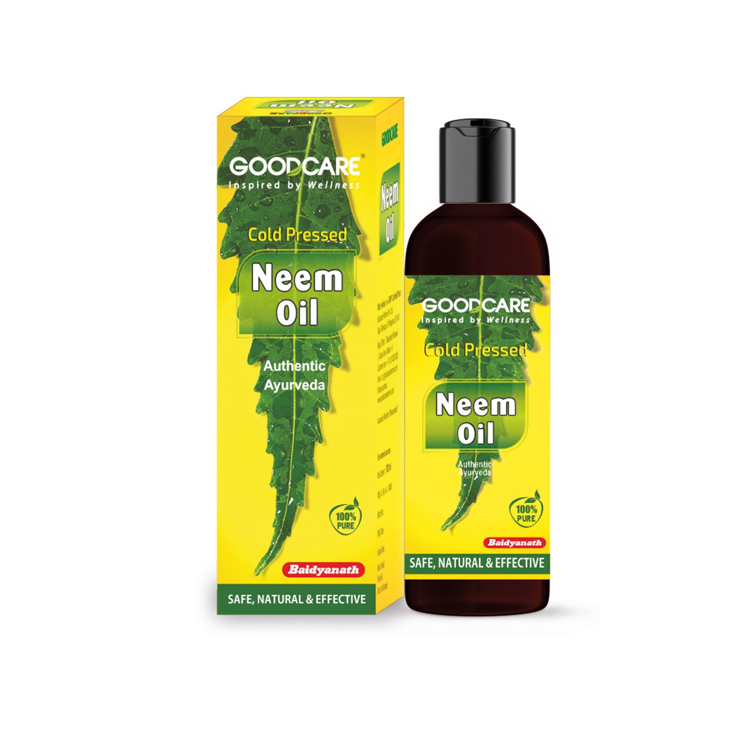GOODCARE 100% Pure & Natural Premium Cold Pressed Neem Oil for Hair & Skin - Removes pimples, acne and heals fungal infection from skin, lightens scars and pigmentation - 100 ml